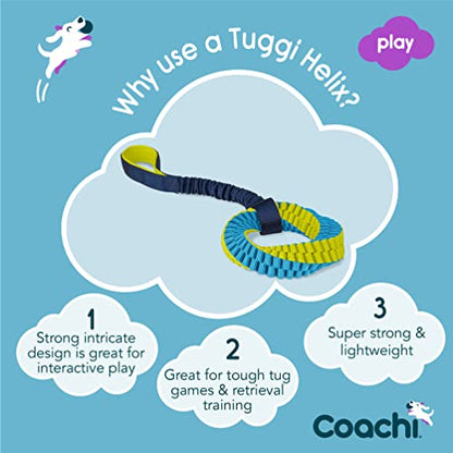 Coachi Tuggi Helix - Interactive Dog Toy for Tug of War & Play. Strong & Lightweight, Stretchy Bungee Handle, Reward Training, Interrupting Biting & Chewing, Ideal for Agility & Suitable for Puppies - style: Tuggi Helix