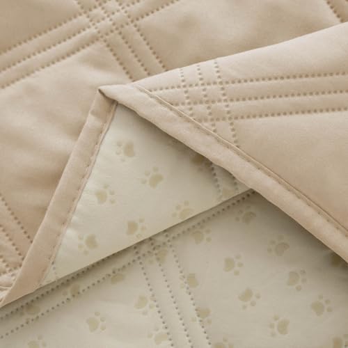 Ameritex Waterproof Dog Bed Cover Pet Blanket with Anti-Slip Back for Furniture Bed Couch Sofa - color: Beige, size: 30x53 Inch (Pack of 1)