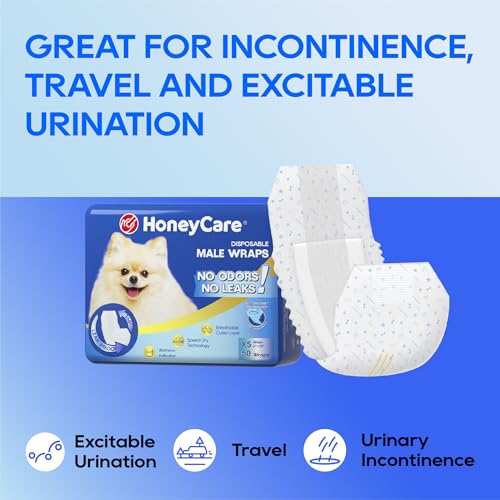 HONEY CARE All-Absorb A27 Male Dog Wrap, 50 Count, Extra Small - size: X-SMALL