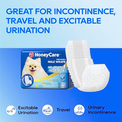 HONEY CARE All-Absorb A27 Male Dog Wrap, 50 Count, Extra Small - size: X-SMALL