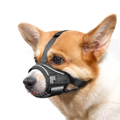 OneTigris Dog Muzzle,Soft Nylon Muzzle Anti Biting Barking Chewing,Air Mesh Breathable Drinkable Adjustable Loop Pets Muzzle for Small Medium Large Dogs(L) - size: L