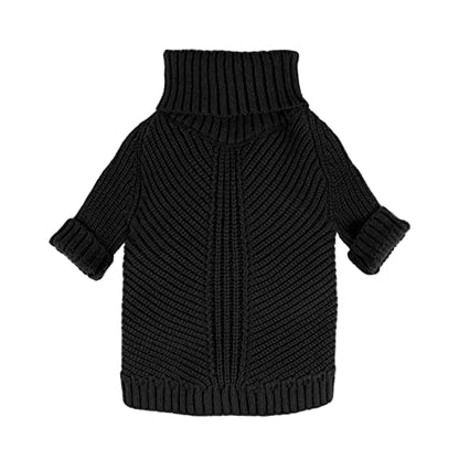 Fitwarm Dog Turtleneck Sweater, Thermal Knitted Pet Coat, Dog Winter Clothes for Small Dogs, Cat Apparel, Black, Small - color: Black, size: Small