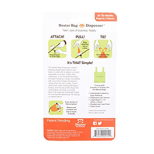 Neater Pet Brands Neater Bags Dog Waste Bag, No Rolls - Dog Poop Bags Dispense One at a Time, Doggie Poop Bag with Easy-Tie Handles, Dispenser Attaches to Any Leash (210 Count, Pink Chevron) - size: 210 Bags + Pink Dispenser