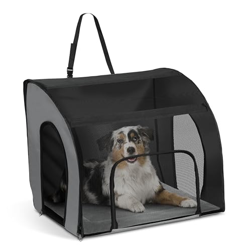 K&H Pet Products Enclosed Large Dog Car Seat, Travel Safety Carrier, Dog Travel Car Seat, Soft-Sided Covered Pet Carrier, Washable Pad, Multiple Entrances, Mesh Windows - Large 29.5 X 22 X 25.5in - size: 29.5"L x 22.0"W x 25.5"H