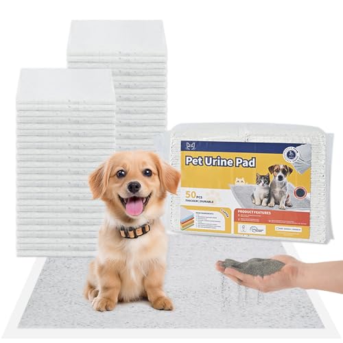 ABCPET Puppy Pads Puppy Pee Pads 50 Count Dog Pads with 5-Layer Leak-Proof Design, Small Disposable Dog Training Pad 22"x22" with Super Absorbent & Cat Litter for Dogs, Cats - size: "22"x22"-50 Count