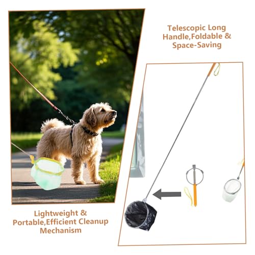Dog Poop Catcher Telescopic Pooper Scooper with Long Handle Lightweight Portable Foldable Pet Poop Collector for Walking Yard Cleaning Dog Waste Pickup