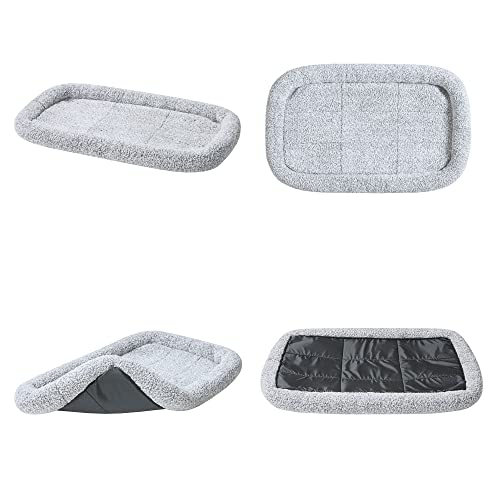 Friends Forever Bolster Dog Crate Mat 48 Inch, Washable Dog Crate Bed, Sherpa Fleece, Nova Grey - color: Nova Grey, size: 47.5"L x 29.5"W x 3.5"H, style: Crate Mat w/ Bolster