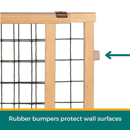 MYPET Wire Mesh Dog Gate: 29.5"-50" Wide, Pressure Mounted with No Tools; Expandable, Durable Pet Gates for Doors and Hallways, 31" Tall, Made with Sustainable Hardwood - size: 29.5"-50" Wide, 31" Tall