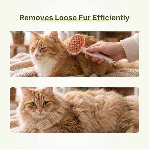 Self Cleaning Slicker Brush – High-Density Pet Grooming Comb for Hair Removal & Deshedding, Fine Teeth for Long & Short Hair, Daily Massage Grooming Tool