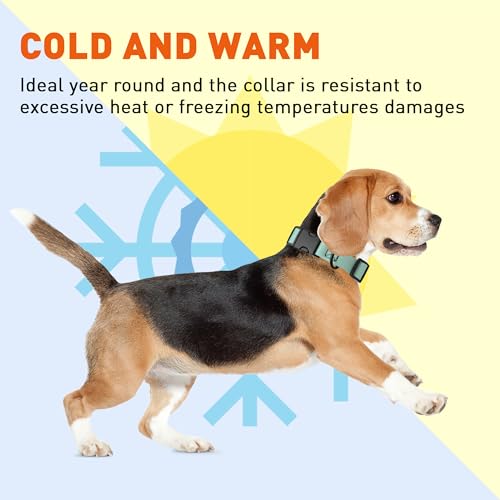 Dogline Biothane Waterproof Dog Collar with Quick Release Buckle Strong Coated Nylon Webbing with Odor- Proof for Easy Care Easy to Clean Fits Small Medium Large Dogs, Sage Green 5/8" W 9-14" L