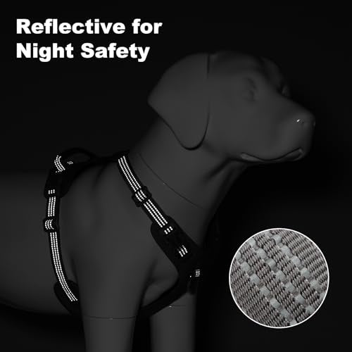 No Pull Dog Harness – Adjustable Reflective Nylon Vest for Small Medium Large Dogs, Escape Proof Training Harness with Leather Control Handle, Lightweight Aluminum Hardware (Green, M) - color: Green, size: M