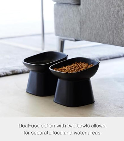 Yamazaki Home Tower Elevated Ceramic Pet Food Bowl - Angled, Non-Slip, Microwave & Dishwasher Safe - 6.7Oz - color: Black