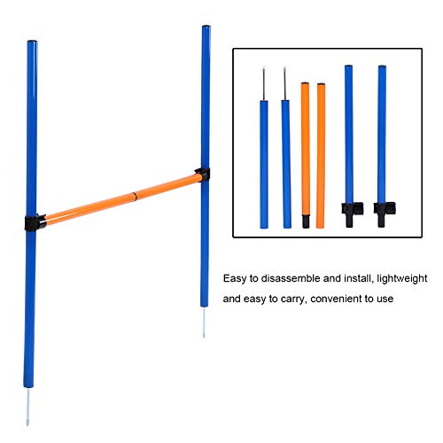Dog Agility Jump Hurdle Bar Set for Outdoor Exercise, Plastic, Adjustable Height, 4 Blue + 2 Orange Bars, 2 Clips, for Dog Fitness & Bonding