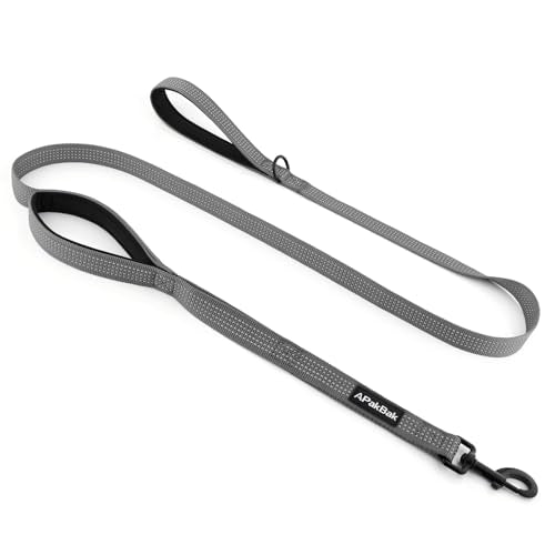 Double Handle Dog Leash 6 FT Reflective 2 Handle Traffic Lead with Padded Grip, Heavy Duty Nylon Leash for Walking Training, for Small Medium Large Dogs, Gray - color: Gray