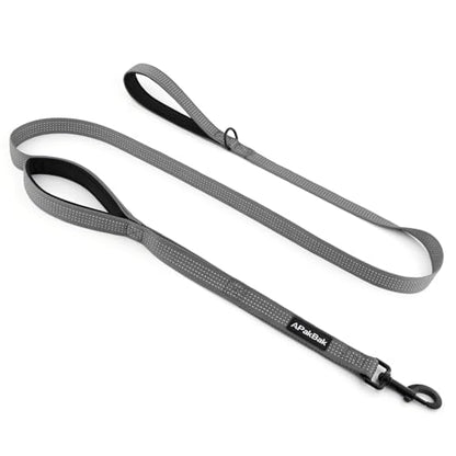 Double Handle Dog Leash 6 FT Reflective 2 Handle Traffic Lead with Padded Grip, Heavy Duty Nylon Leash for Walking Training, for Small Medium Large Dogs, Gray - color: Gray