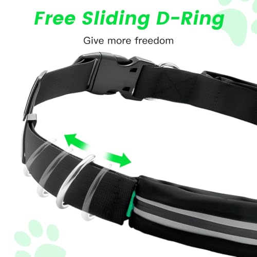 Caudblor Waist Leash for Medium Large Dog Walking, Bungee Hands Free Leash with Zipper Pouch, Around The Waist No Pull Running Dog Belt, Padded Handle Jogging No Hands Heavy Duty - color: Green