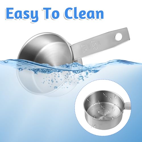 2 PCS 1/2 Cup Dog Food Scoop, 1/2 Cup Measuring Scoop | 125ml Stainless Steel Half Cups Dog Food Scoops for Feeding Pet, Wet and Dry Ingredients, Dishwasher Safe