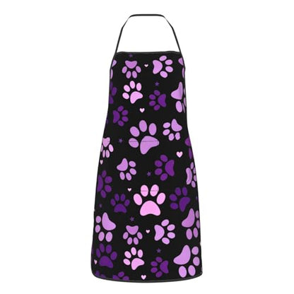 Dog Grooming Waterproof Apron with 2 Pockets, Cute Animals Puppy Dog Pets Apron - color: Purple