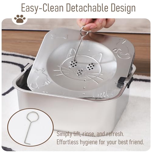 3L/101oz Large Capacity Dog Water Bowl Stainless Steel No Spill Dog Bowls Slow Drinking Dog Water Feeder Dispenser