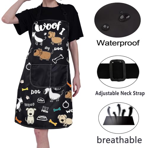 CMNIM Cute Dog Grooming Apron - Waterproof & Perfect for Trainers & Groomers - color: 231122 Dog Woof
