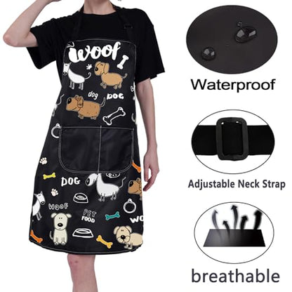 CMNIM Cute Dog Grooming Apron - Waterproof & Perfect for Trainers & Groomers - color: 231122 Dog Woof