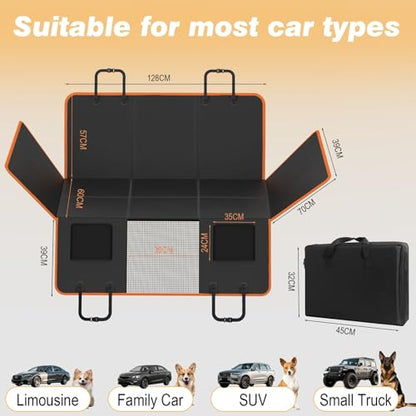 Gusil Back Seat Extender for Dogs: Mobile Cozy Pet Den! Skin-Safe Padding, Heavy-Duty PU Leather with Hard Bottom, 450lb Capacity-Waterproof, Non-Slip, 45% More Space (Fits Cars, SUVs & Small Trucks)