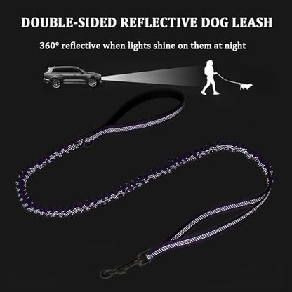 WYuZe 4FT Bungee Dog Leash Shock Absorption Handle for Strong Small Dogs | Stretch to 5.5ft, Soft Padded Handle, Reflective 3/4" Width Nylon Leash for Anti-Pull Training Walking Hiking, Teal - color: Teal