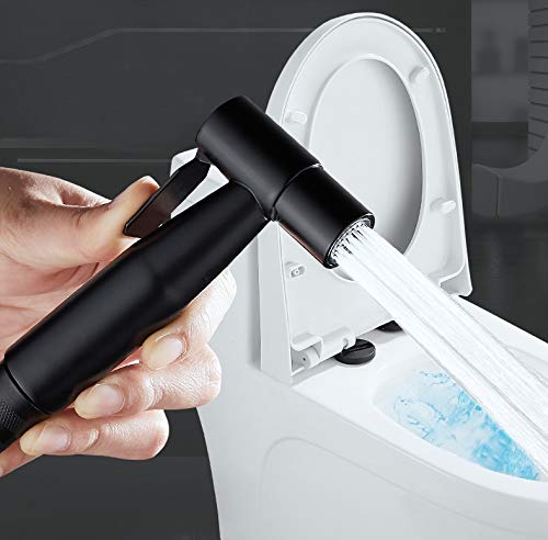 Handheld Bidet Sprayer for Toilet,Bathroom Spray with G1/2,Black | Suitable for personal hygiene cleaning, bathroom cleaning, pet bathing, mop cleaning, etc. - color: Black