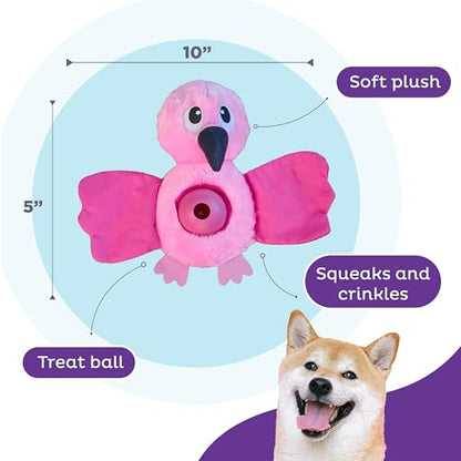 Outward Hound by Nina Ottosson Hide-Ablez Plush Dog Puzzle with Treat Ball, Flamingo, Pink - color: Hide-Ablez Flamingo