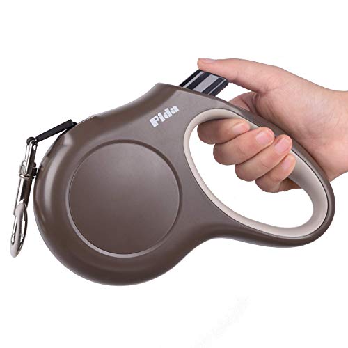 Fida Retractable Dog Leash, 16ft Heavy Duty Pet Walking Leash for X-Small/Small/Medium/Large Dog or Cat up to 110 lbs, Tangle Free. One-Hand Brake (Large, Coffee) - color: Coffee, size: Large