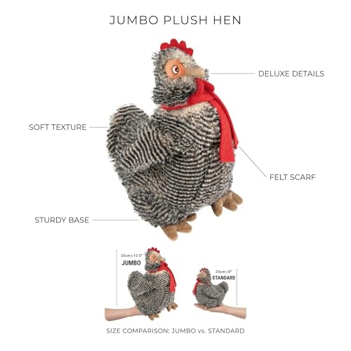 Fuzzl Plush Super Soft Big Cheeky Chuck Chicken Dog Toy & Comforter – Cuddly Plush with Squeaker, Gentle Dog Toy for Puppies & Small to Medium Dogs - style: Jumbo Chicken