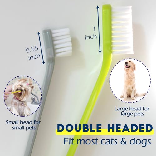 300 Pcs Dog Toothbrush Cat Tooth Brushes Bulk, Double Sided Brushing Kit, Teeth Cleaning Kit Soft Bristles Long Handle, Pet Tooth Brush for Small to Large Dog, Cat, Puppy & Kitten, 10 Colors - style: 300 pcs