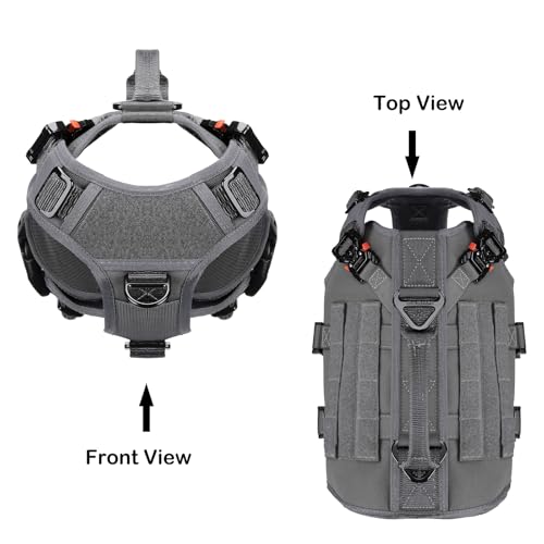 ICEFANG Tactical Dog Operation Harness with 6X Buckle,Dog Molle Vest with Handle,3/4 Body Coverage,Hook and Loop Panel for ID Patch,No Pulling Front Clip (S (22"-27" Girth), Wolf Gray) - color: Wolf Gray, size: Small (Pack of 1)