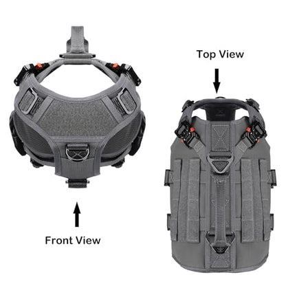 ICEFANG Tactical Dog Operation Harness with 6X Buckle,Dog Molle Vest with Handle,3/4 Body Coverage,Hook and Loop Panel for ID Patch,No Pulling Front Clip (S (22"-27" Girth), Wolf Gray) - color: Wolf Gray, size: Small (Pack of 1)