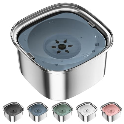 UPSKY 3L Dog Water Bowl 101oz Stainless Steel No Spill Large Capacity Dog Food Water Bowl Slow Water Feeder, Spill Proof Pet Water Dispenser Vehicle Carried Travel Water Bowls - color: B-Blue