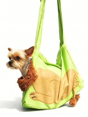 Hands Free Cat Dog Carrier, Lion Breathable Mesh Sling | Canvas Cotton Soft Safety Harness Walking Travel Hiking Vet Visits Small Dogs Kitten Pet Bag - color: green