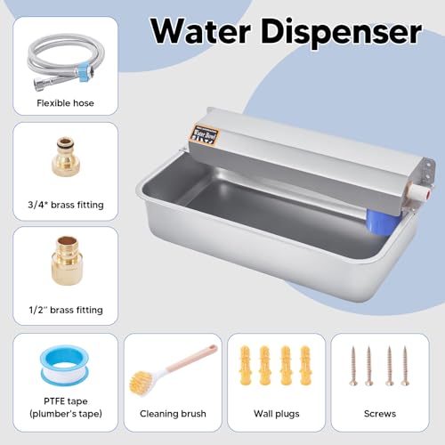 Automatic Water Dispenser for Dog, 6L Dog Water Bowl Dispenser, Large Stainless Steel Indoor/Outdoor Water Feeder Suitable for Dogs Livestock Chicken Horse, Easy to Clean - size: 6L
