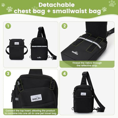 Dog Training Pouch with Removable Pocket, Dog Treat Pouch Waist Belt Clip for Hands-Free Training, Built in Water Bottle Holder, 3 Ways to Wear