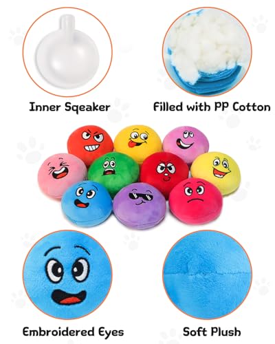 Squeaky Dog Toys, Interactive Soft Plush Puppy Toy Balls for Small Medium Breed, Cute Stuffed Pet Teething Ball Pack to Keep Dogs Busy - size: Medium