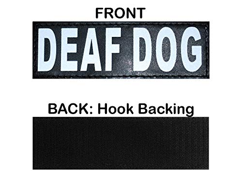 Doggie Stylz Set of 2 Reflective Deaf Dog Removable Patches with Hook Backing for Working Dog Harnesses & Vests. Durable and Interchangeable - Comes in 3 Sizes Small, Medium and Large - size: Small 3"x1"