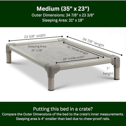 Kuranda Chewproof Elevated Dog Bed – 35" x 23" - Sunsure Textilene - Birch - color: Birch, size: Medium