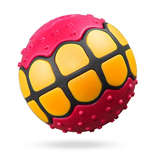 Dog Balls Toys - Squeaky Fetch Rubber Funny Ball Gifts for Large Medium Dogs (Pink Yellow) - color: Pink Yellow