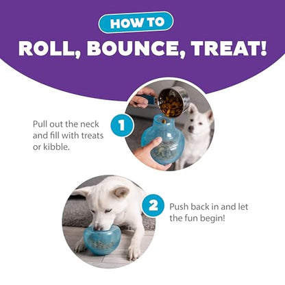 Outward Hound by Planet Dog Snoop Dog Toy – Treat‑Dispenser Puzzle Ball, Interactive Slow Feeder, Medium to Large Dogs, Bouncy & Mint-Infused, Blue, 5" - color: Blue