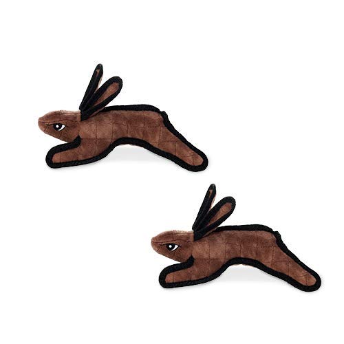 TUFFY® : 2 Pack Jr Rabbit Dog Toy: Ultra Durable Plush Toy with Multiple Layers & Reinforced Seams, Washable and Floats, Original Construction - color: 2PK Brown Jr Rabbit