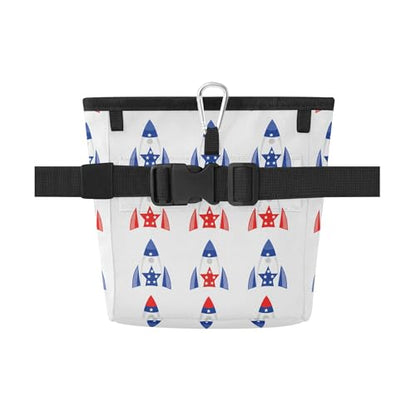 Independence Day Pattern Water-Resistant Dog Treat Pouch, 3 Ways to Wear Treat Bag with Magnetic Closure & Reflective Strip, Hands-Free for Pet Training, Walking