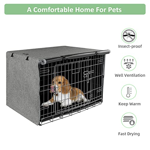 X-ZONE PET Double Door Dog Crate Cover - Polyester Pet Kennel Cover Fits 36 inches Wire CrateInch, Grey - color: Grey, size: 36.6"L x 23.0"W x 24.8"H
