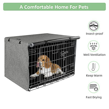 X-ZONE PET Double Door Dog Crate Cover - Polyester Pet Kennel Cover Fits 36 inches Wire CrateInch, Grey - color: Grey, size: 36.6"L x 23.0"W x 24.8"H