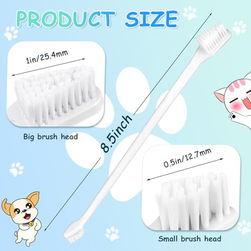 Honeydak Dog Toothbrush Bulk Dual Headed Dental Brushes Dogs Tooth Brushing Kit Long Handle Pet Tooth Brush for Puppy Large Small Cats and Most Pets Teeth Cleaning Dental Supplies(70 Pcs,White) - color: White
