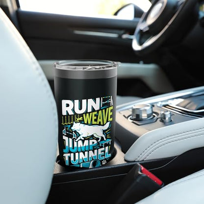 Run Weave Jump Tunnel Dog Agility Stainless Steel Insulated Tumbler - color: Black