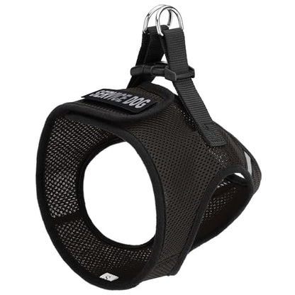 Dogline Boston Step in Mesh Dog Harness with Service Dog Patch No Choke Pet Vest Soft Gentle Padded Chest Halter for Puppies Small Medium and Large Dogs 18 to 21 inches Girth Black - color: Black, size: Girth 18 to 21"